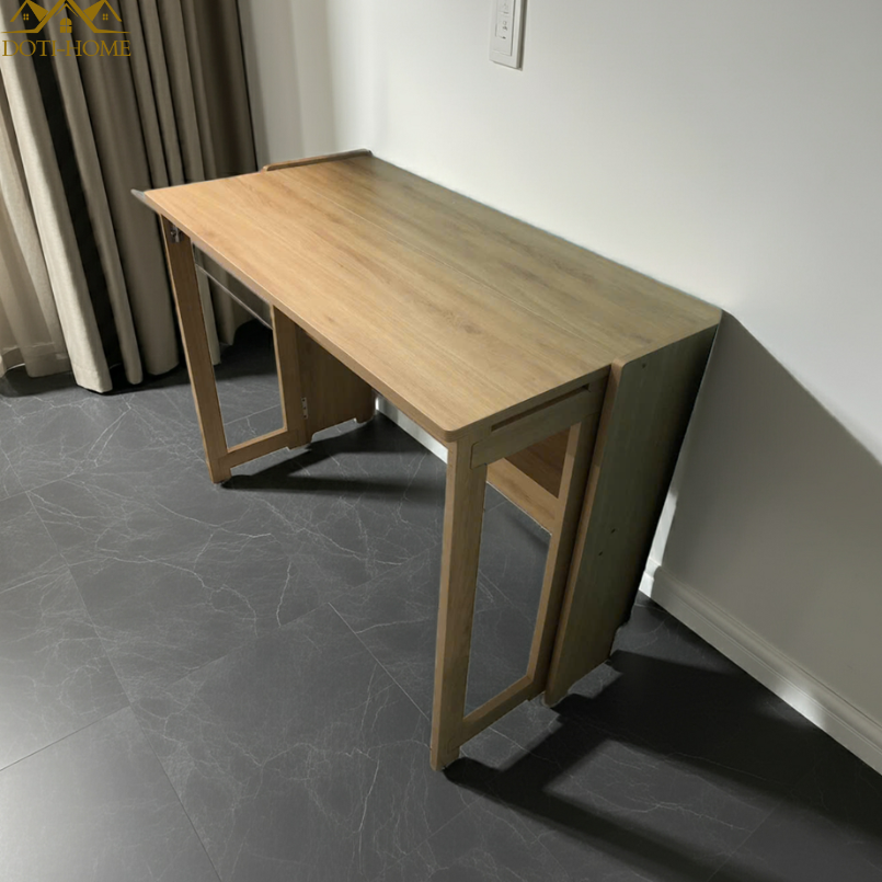 Bàn ăn gấp gọn gỗ thông minh đặt sát tường
